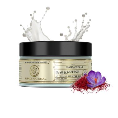 Khadi Natural 50g Milk & Saffron Herbal Hand Cream with Shea Butter for All Skin Types