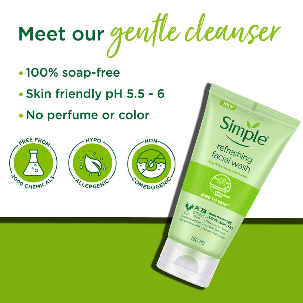 Simple Kind to Skin Refreshing 150ml Facial Wash Gel for Sensitive Skin - Image 7