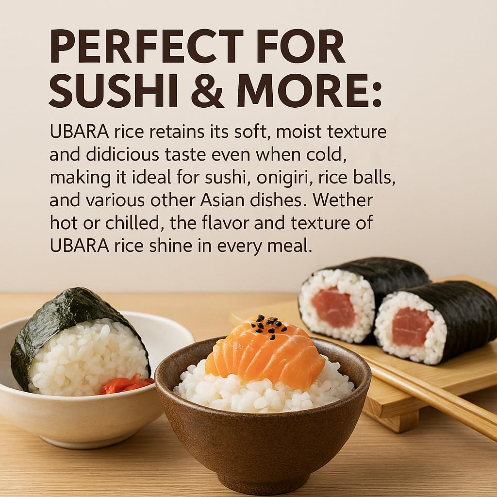 UBARA Ultra-Premium Japanese Short Grain Sticky White Rice 11 Pound Vacuum-Sealed for Freshness - Image 5