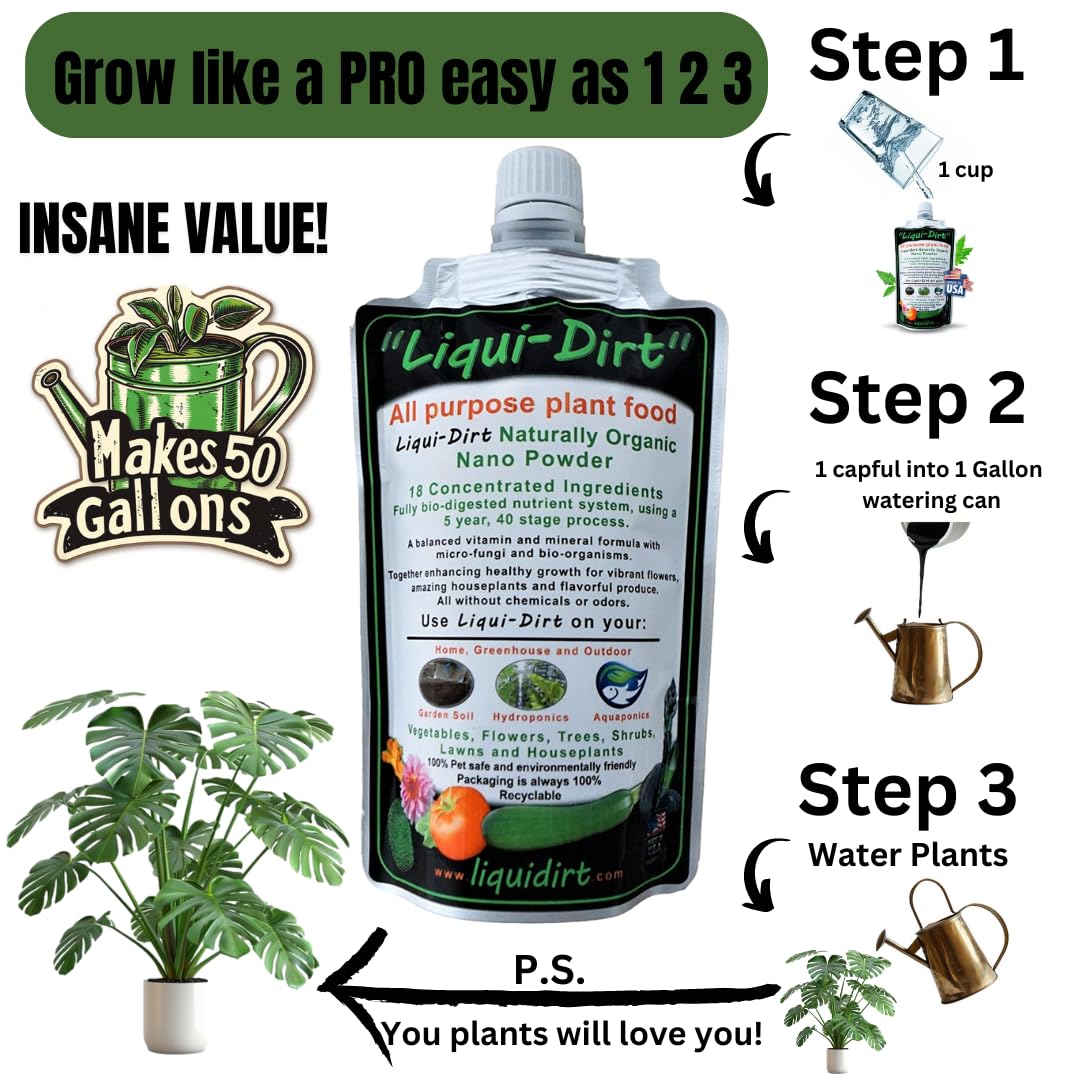 Organic All-Purpose Plant Food Fertilizer for Houseplants, Aroids, Flowers, Vegetables, Herbs – Makes 50 Gallons - Image 5