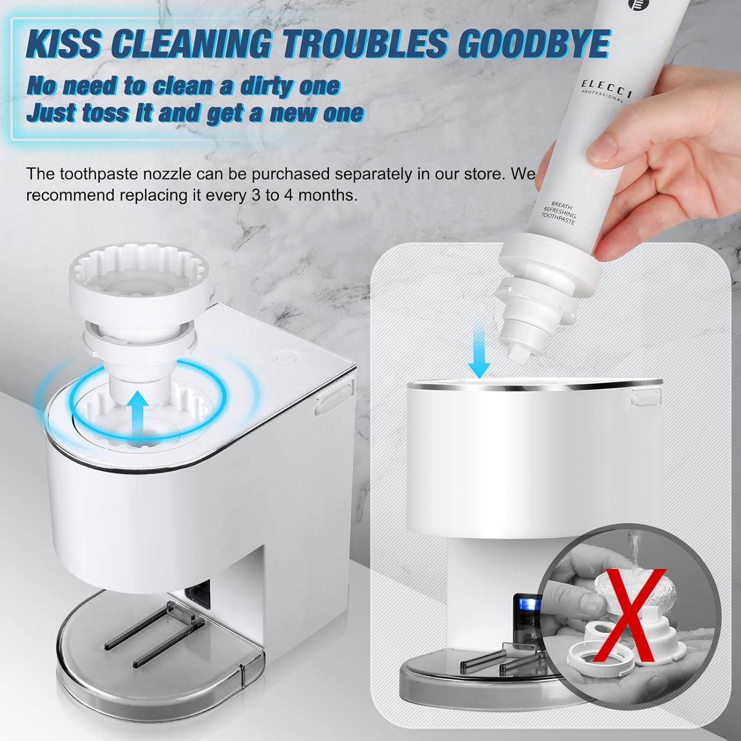 Smart Rechargeable Touchless Automatic Toothpaste Dispenser White 6 Levels for Kids Adults - Image 2