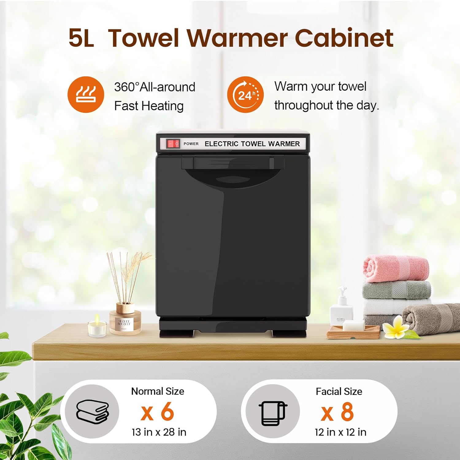 5 Liter Professional Black Hot Towel Warmer Cabinet Compact High-Performance Salon Spa - Image 3