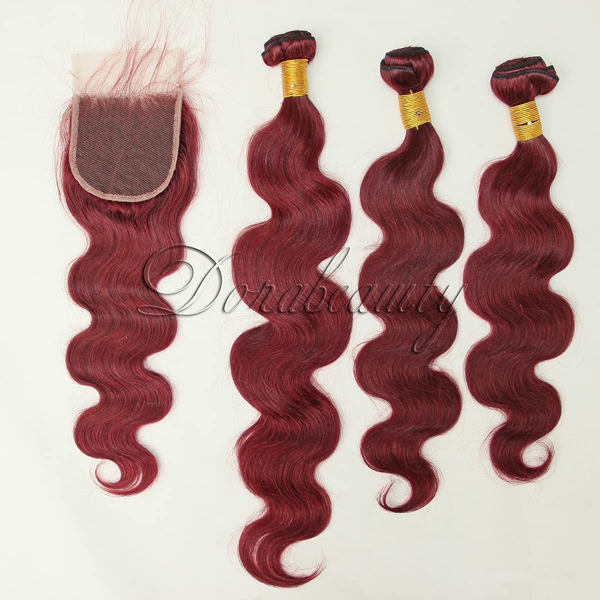 10 12 14 16 inch Burgundy 4x4 Body Wave Lace Closure Human Hair Bundles - Image 5