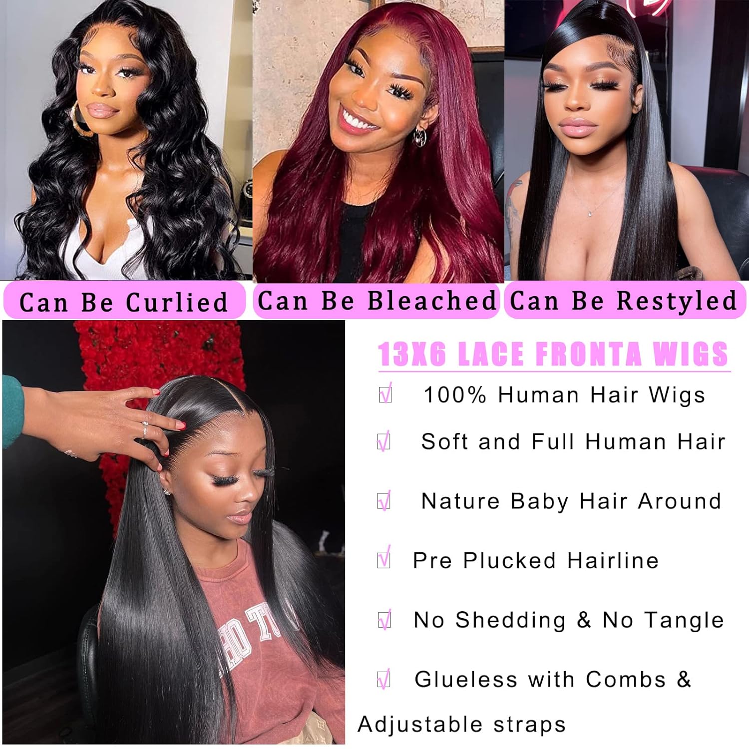13x6 HD Transparent 28 Inch Straight Human Hair Glueless Lace Front Wig Natural Black 180 Density - Image 2