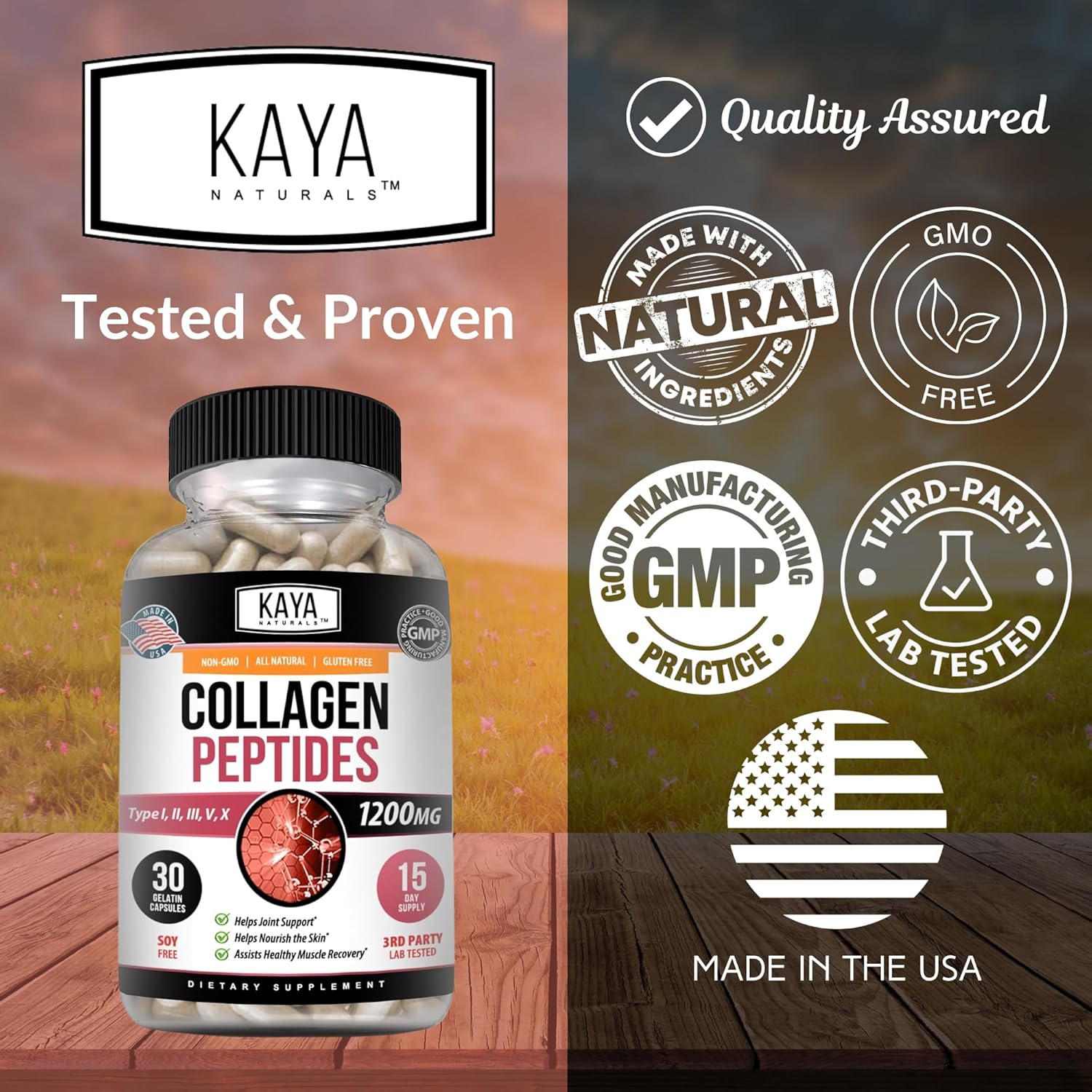 Kaya Naturals Multi Collagen Peptides Powder for Women and Men - 30 Count Capsules for Hair, Skin, Nails, Anti-Aging - Image 4