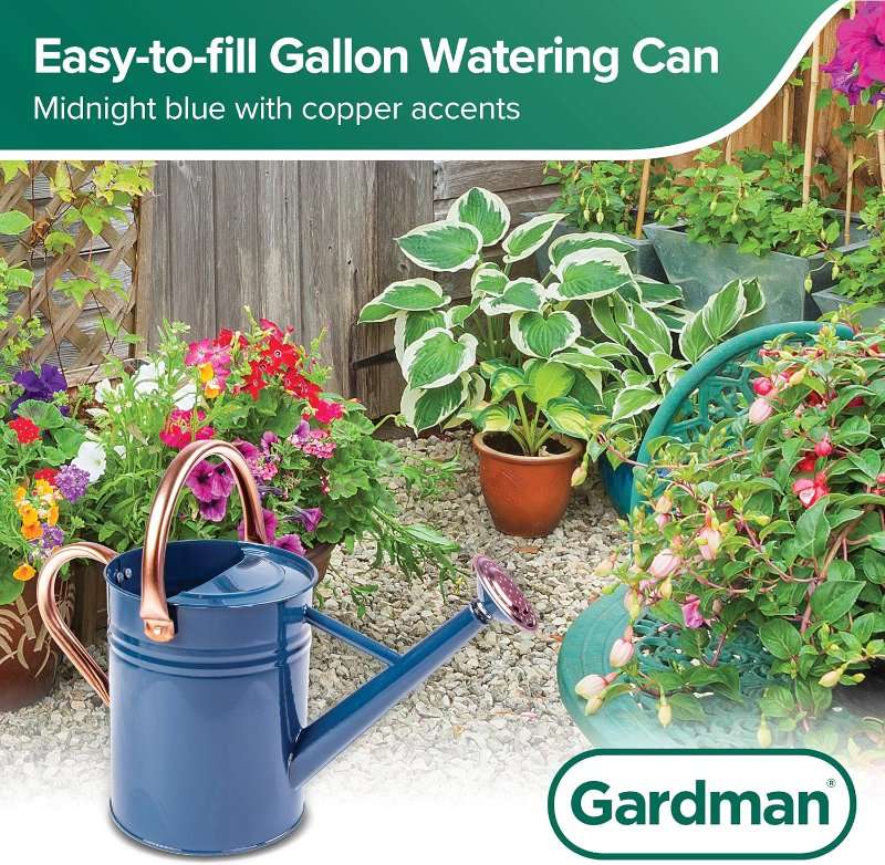 Gardman 1 Gallon Midnight Blue Watering Can with Copper Accents - Image 5