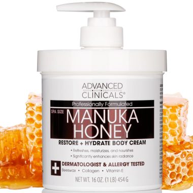 Advanced Clinicals Manuka Honey Body Cream for All Ages, 16oz Large Capacity Hydrating Balm