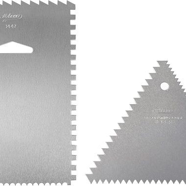 Ateco 1446 3 Sided Decorating Comb and 1447 4 Sided Icing Smoother 2 Piece Silver Set