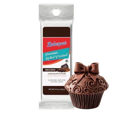 Bakerpan Premium Chocolate Flavor Rolled Fondant 4.4 Ounces for Cake Decorating