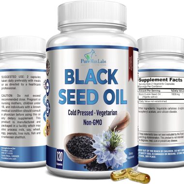 Premium Cold Pressed Black Seed Oil Capsules, 120 Count, Pure Nigella Sativa for Hair, Skin, Immune Support.