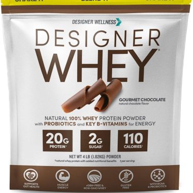 Designer Wellness Designer Whey Chocolate Gourmet Protein Powder with Probiotics, Fiber, B-Vitamins 4 lb