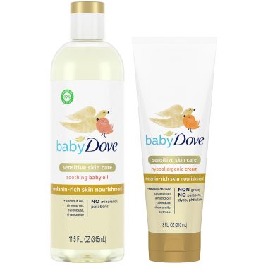 Dove Baby Essentials Set Melanin-Rich Skin Nourishment Coconut Almond Oil 2 Piece