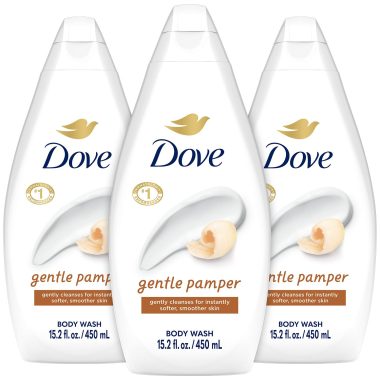 Dove Gentle Pamper Moisturizing Body Wash 3-Pack, 15.22 Oz Each, Soft Skin Formula