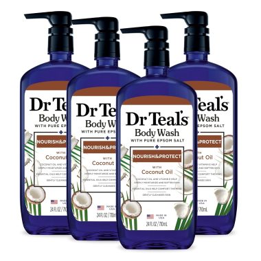 Dr Teal's Pure Coconut Oil Hydrating Body Wash 24 fl oz 4 Pack