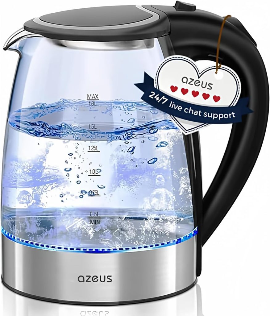 1.8L White Electric Kettle 1500W Cool Touch Anti-Scalding BPA-Free