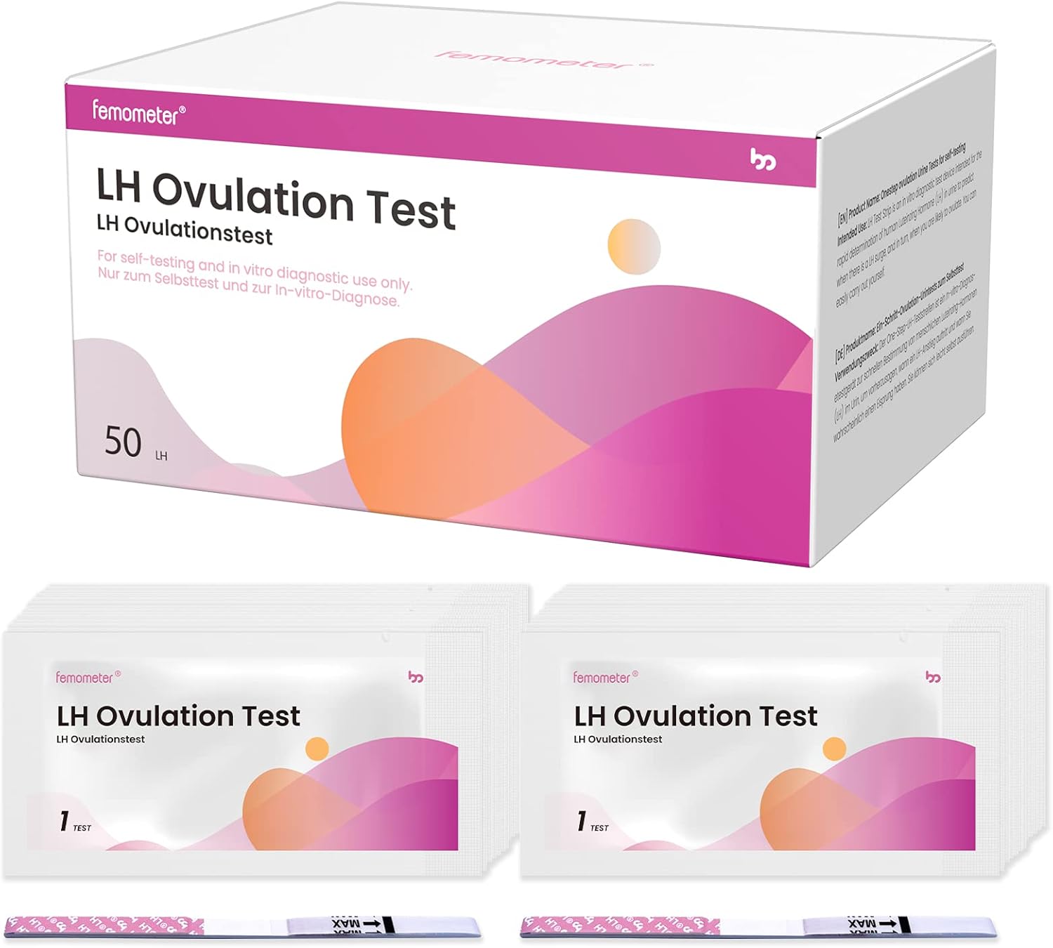 Femometer Ovulation Test Strips 50 Count, Over 99% Accurate, Easy to Use for Women