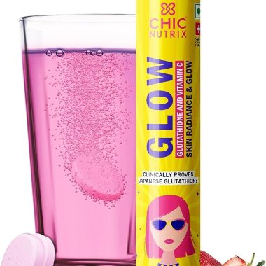 Glow Japanese Glutathione 500mg Vitamin C Effervescent Tablets Strawberry Lemon 20 Count