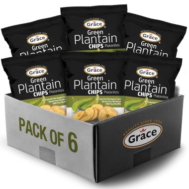 Grace Green Plantain Chips 2.5oz Bag - 6 Pack Jamaican Gluten Free, Non-GMO, No Trans Fat Snack