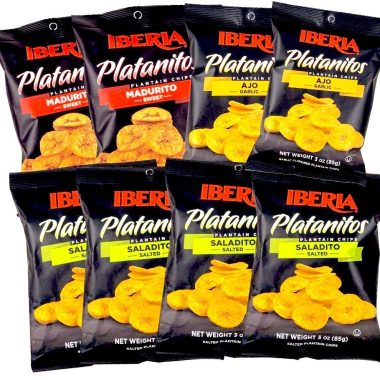 Iberia Plantain Chips Variety Pack 8 Count 3oz Bags 4 Salted 2 Sweet 2 Garlic