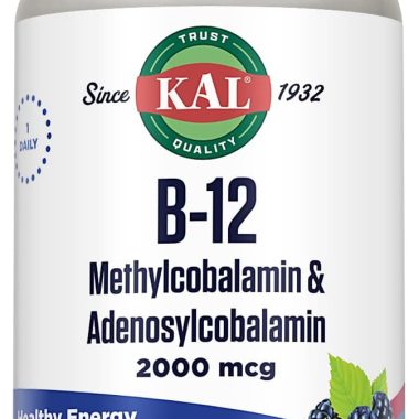 KAL Vitamin B12 Methylcobalamin Adenosylcobalamin 2000mcg Berry Flavor 60 Micro Tablets
