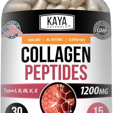 Kaya Naturals Multi Collagen Peptides Powder for Women and Men - 30 Count Capsules for Hair, Skin, Nails, Anti-Aging