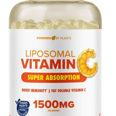 Liposomal Vitamin C 1500mg Buffered High Absorption Capsules Vegan 200 Count Immunity Support