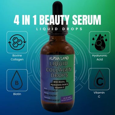 Liquid Collagen Drops with Hyaluronic Acid, Biotin, Vitamin C for Skin, Hair, Nails