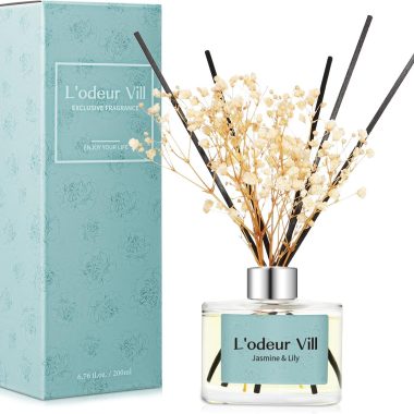 L'odeur Vill Jasmine Lily 6.7 oz Reed Diffuser Set with 6 Sticks for Home Fragrance