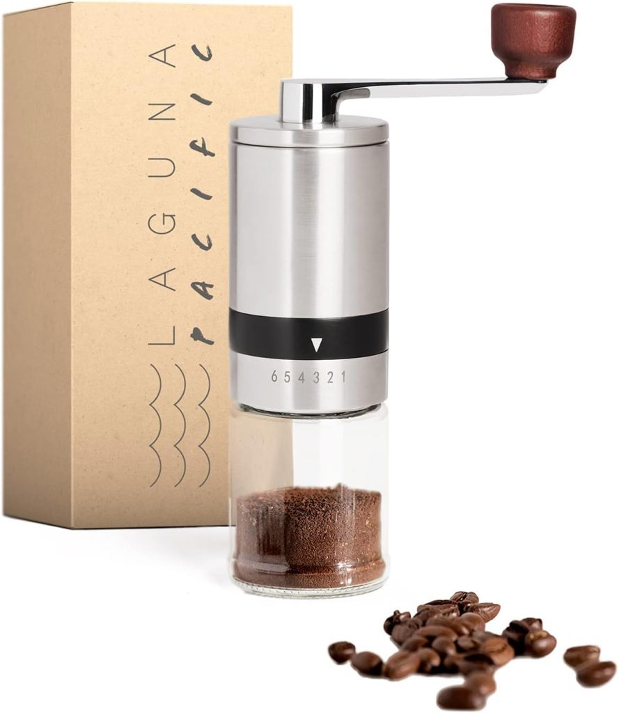 Portable Burr Coffee Bean Grinder with 6 Coarseness Settings for Espresso and Drip Coffee