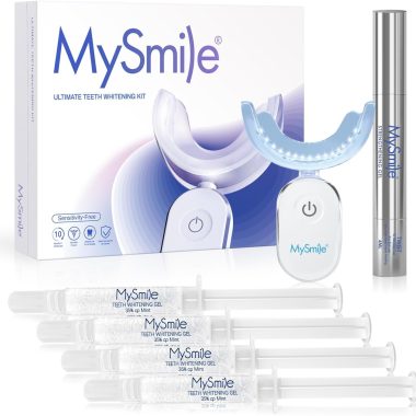 MySmile Deluxe 10-Minute Teeth Whitening Kit 28 LED Light 35% Carbamide Peroxide Gel Removes Years of Stains