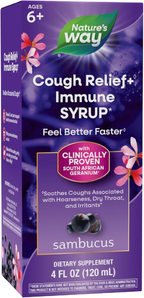 Nature's Way Sambucus Cough Relief Syrup 4 Fl Oz Vegan Gluten Free