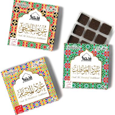 Dukhni Assorted Arabic Bakhoor Incense 3 x 9 Piece Bricks Oud Al Mukhtar Khaleeji Awatef Relaxing