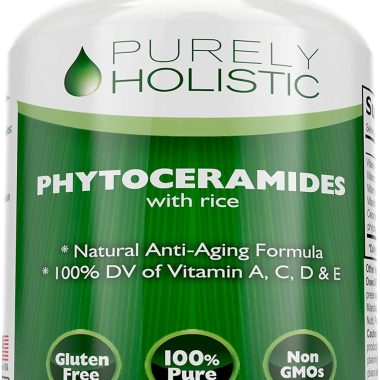100% Rice Based Phytoceramides Skin Therapy Supplement 60 Vegetarian Vegan Capsules with Vitamins A C D E
