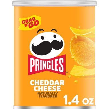 Pringles Cheddar Cheese Potato Crisps, 1.4oz Grab N' Go Snack Pack, 1 Can