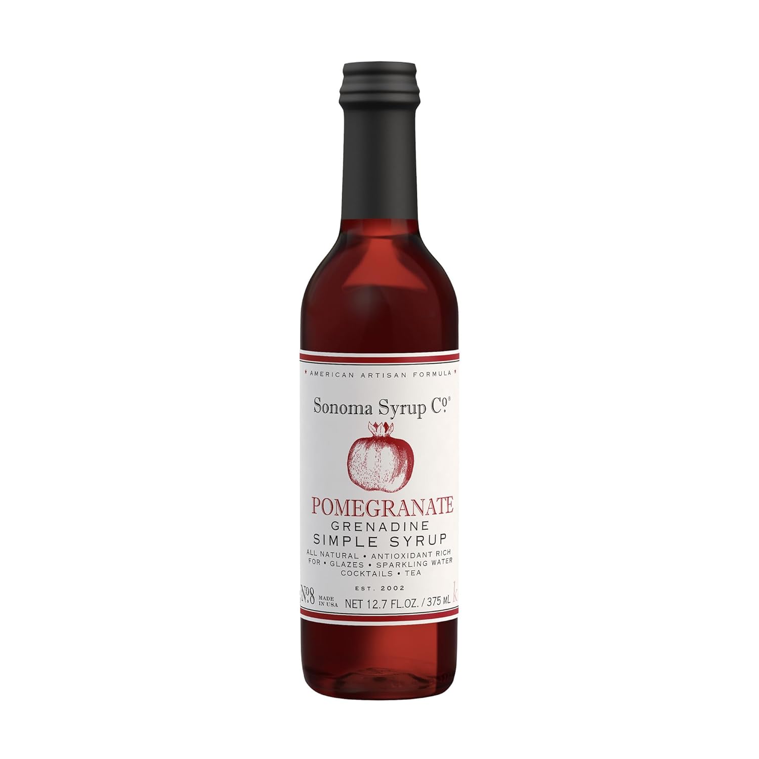 Sonoma Syrup Co 12.7 oz Pomegranate Grenadine Simple Syrup for Cocktails, Tea, Baking