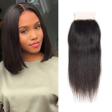 10 Inch HD Lace Closure 4x4 Brazilian Virgin Human Hair Unprocessed Pre Plucked Natural Black Free Part