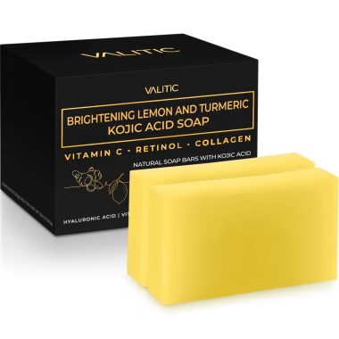 VALITIC Brightening Lemon Turmeric Kojic Acid Soap Duo with Vitamin C Retinol Collagen Hyaluronic Acid