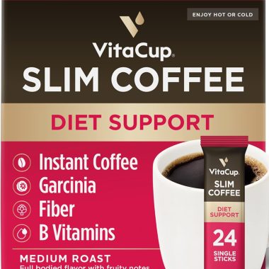 VitaCup Slim 24 Count Medium Dark Roast Bold Smooth Arabica Instant Coffee Sticks with Garcinia and B Vitamins