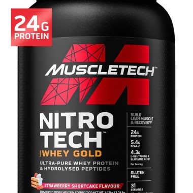MuscleTech Nitro-Tech Whey Gold Strawberry Protein Powder Isolate Smoothie Mix 2 lbs