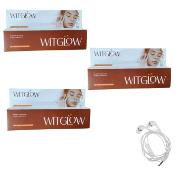 Wit Glow Skin Fairness Cream for All Skin Types, 20g Pack of 3 with Free Earphone