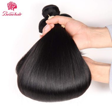 100% Unprocessed Brazilian Straight Virgin Human Hair Extensions 4 Bundles Natural Black 18-24 Inch