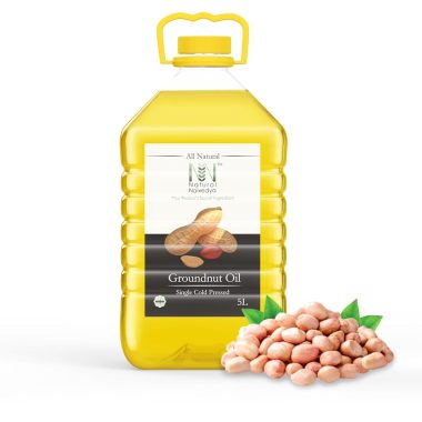 Natural Naivedya Virgin Cold Pressed Groundnut Oil Unrefined Kacchi Ghani 5 Liter