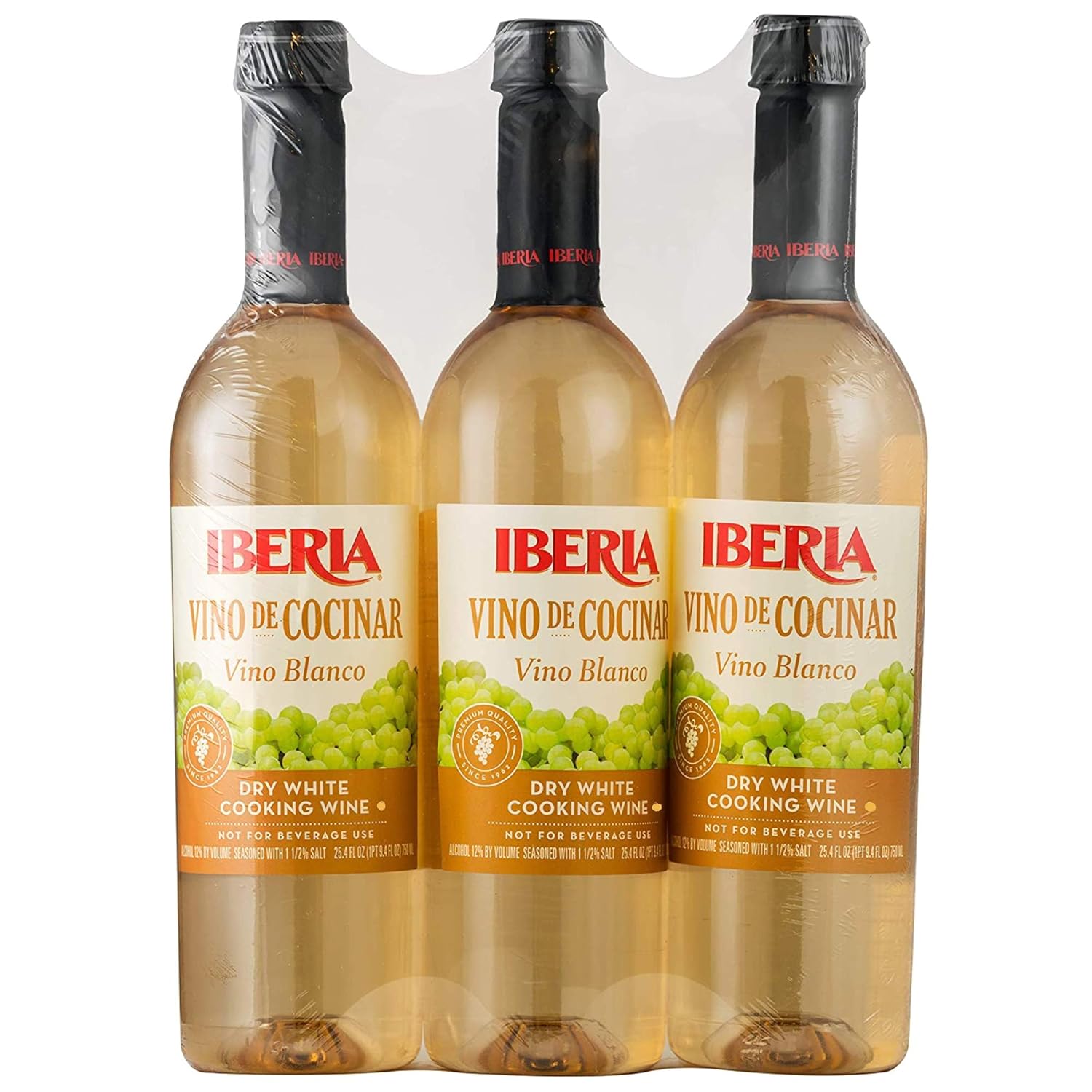 Iberia Premium Quality Dry White Cooking Wine 25.4 oz Bottles Pack of 3
