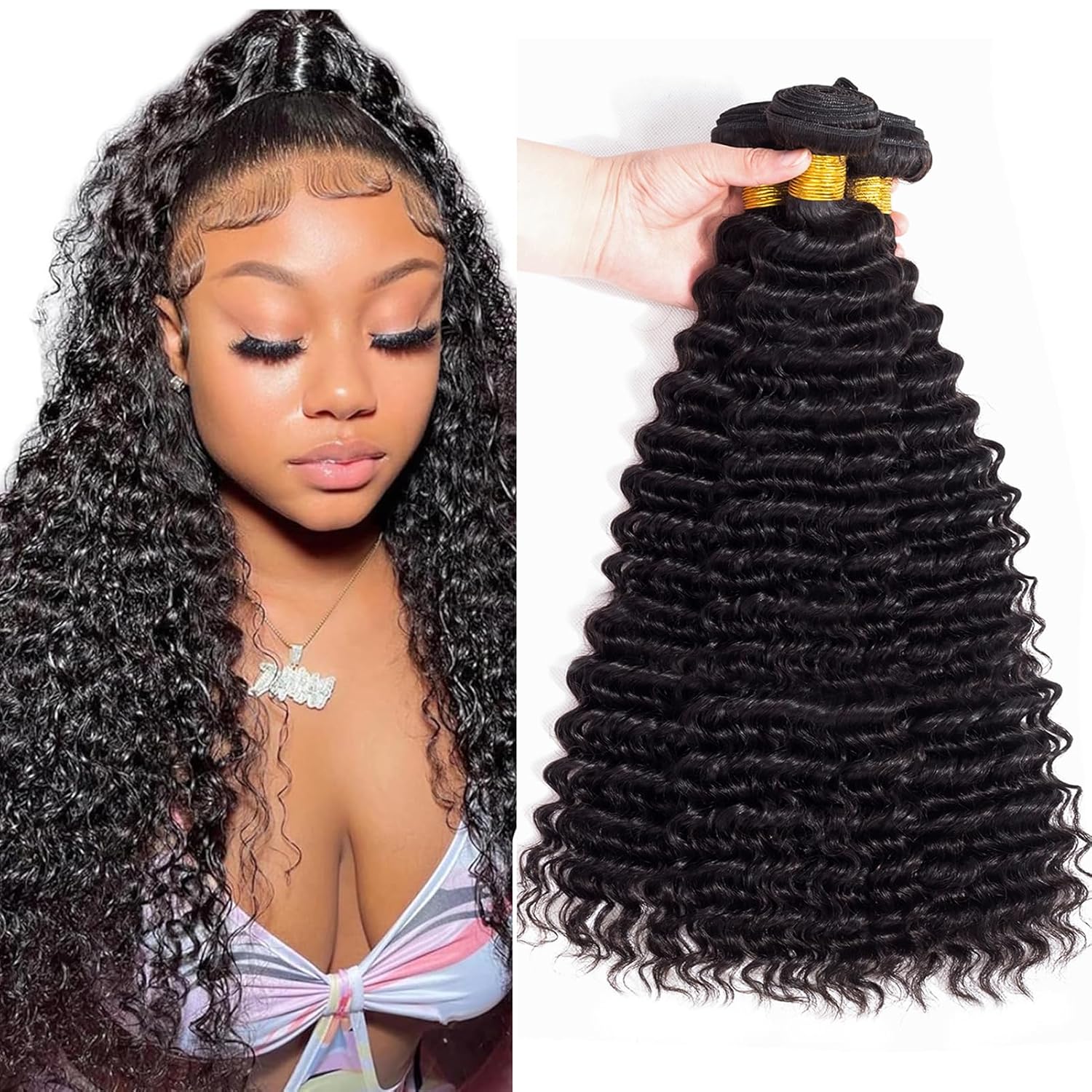 12A Brazilian Virgin Hair Deep Wave Pineapple Bundles 300g 10 12 14 Inch