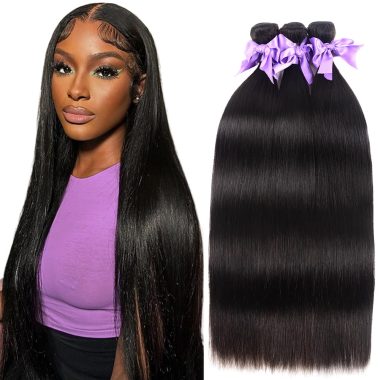 100% Raw Brazilian Straight Human Hair Bundles Natural Color 18 20 22 Inch Set