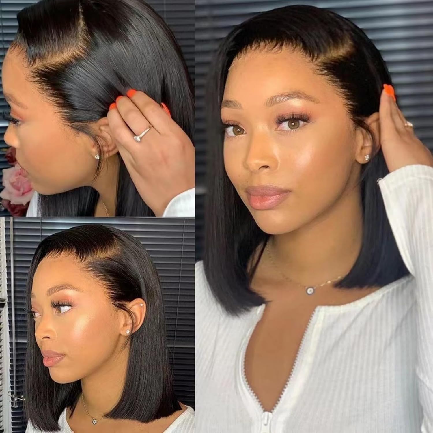 Vietnamese 12 Inch Bone Straight Bob Cut Short Lace Front Human Hair Wig - Image 3
