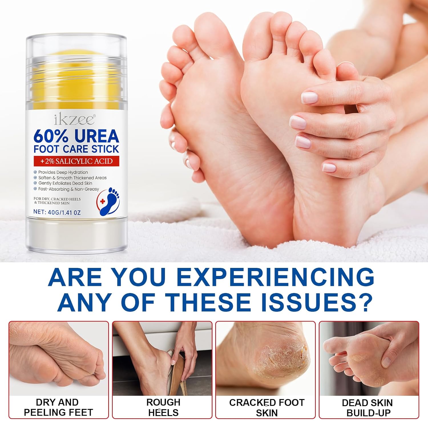 Urea 60% Foot Care Stick Cream Moisturizer for Dry Cracked Heels Hands Knees 2PCS - Image 6