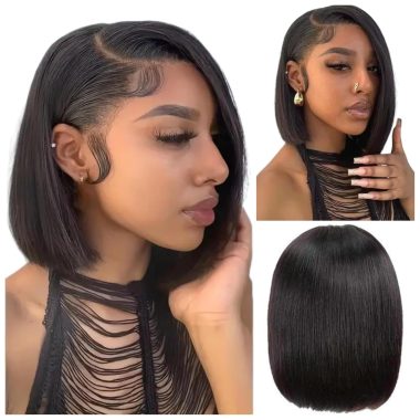 10 Inch 13x4 HD Transparent Lace Frontal Bob Wig 180% Density Glueless Human Hair