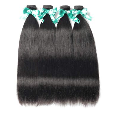 100% Unprocessed Brazilian Straight Virgin Human Hair Extensions Natural Black 4 Bundles 10 Inch