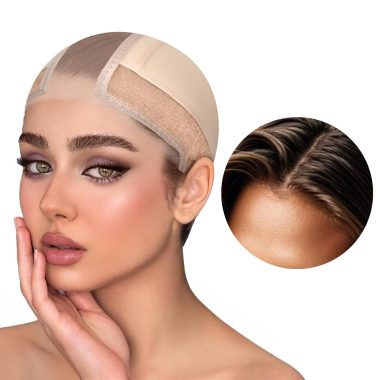 Women's Adjustable Light Brown Lace Wig Grip Cap with 2x6 Middle Part Lace Area and Velcro